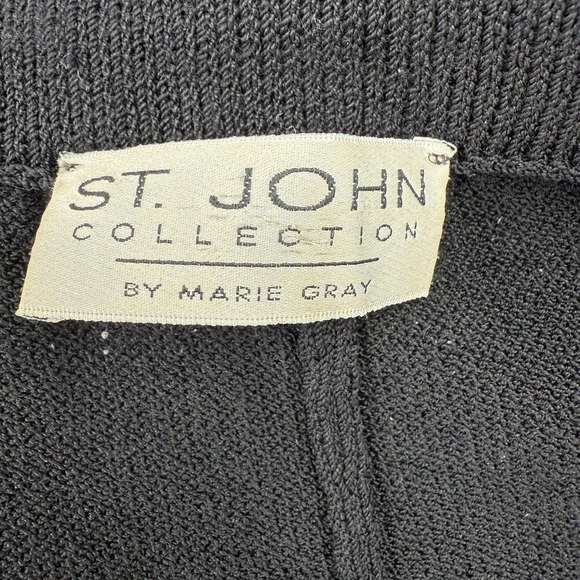 St John Knit Cropped Pants High Waist Career Casual Black Trousers Sz L Santana - Picture 2 of 11